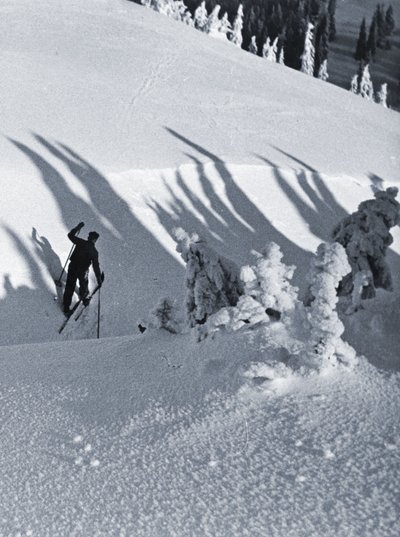 De skiër, 1928 door Rudolph Koppitz